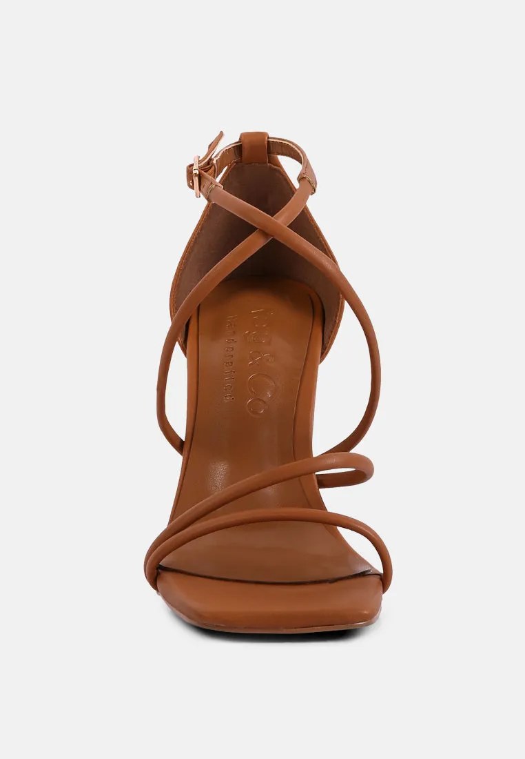 OPULENCE Tan High Heeled Dress Sandals