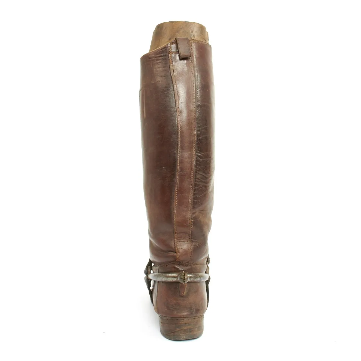 Original British WWI Officer's Leather High Boots with Wooden Boot Trees and Spurs