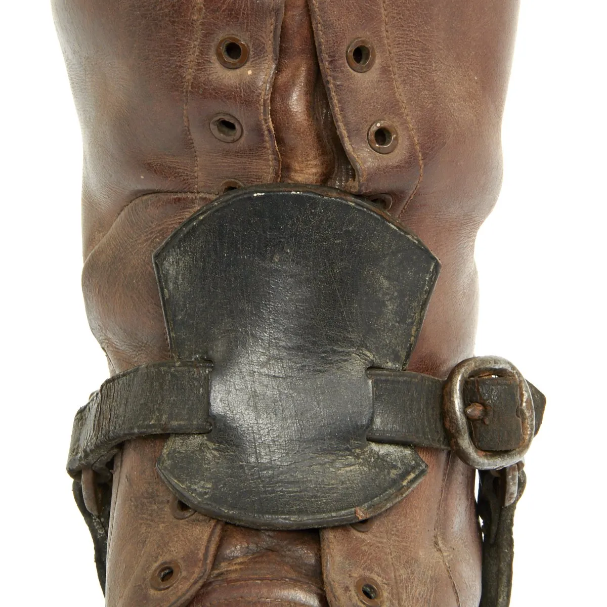 Original British WWI Officer's Leather High Boots with Wooden Boot Trees and Spurs