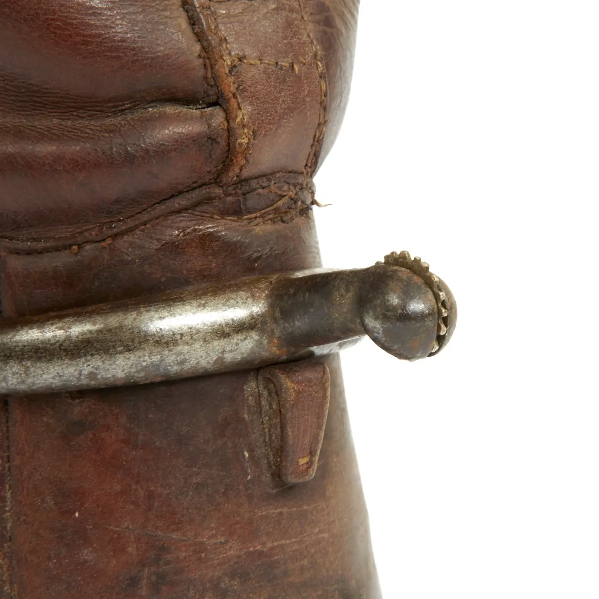 Original British WWI Officer's Leather High Boots with Wooden Boot Trees and Spurs