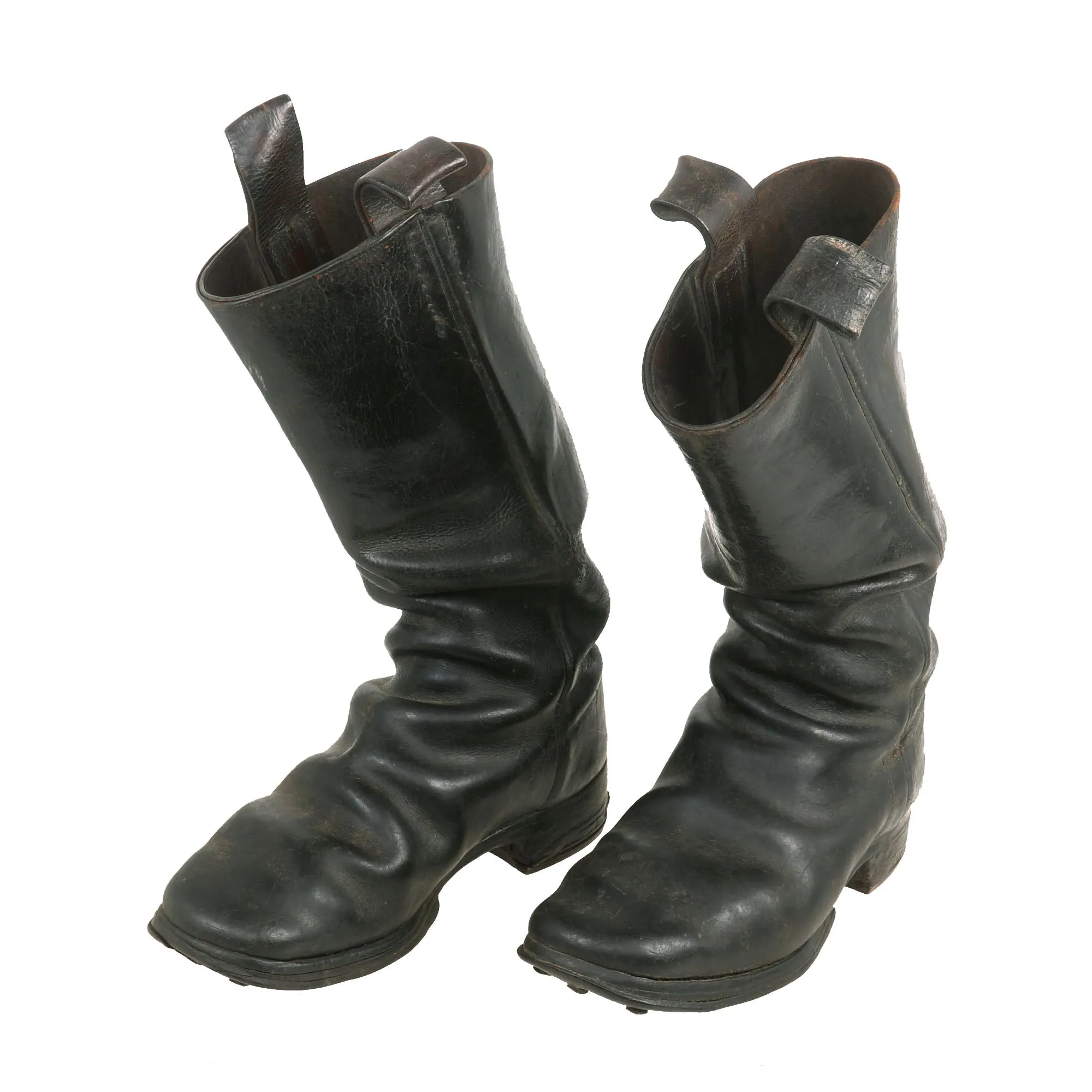 Authentic Imperial German WWI M1866 Hobnailed Trench Boots for Enlisted Soldiers with Pull-up Straps - Vintage Military Footwear