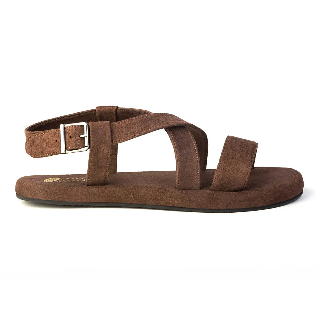 Paaduks Calor Luxe - Crossover Vegan Suede Brown Sandals