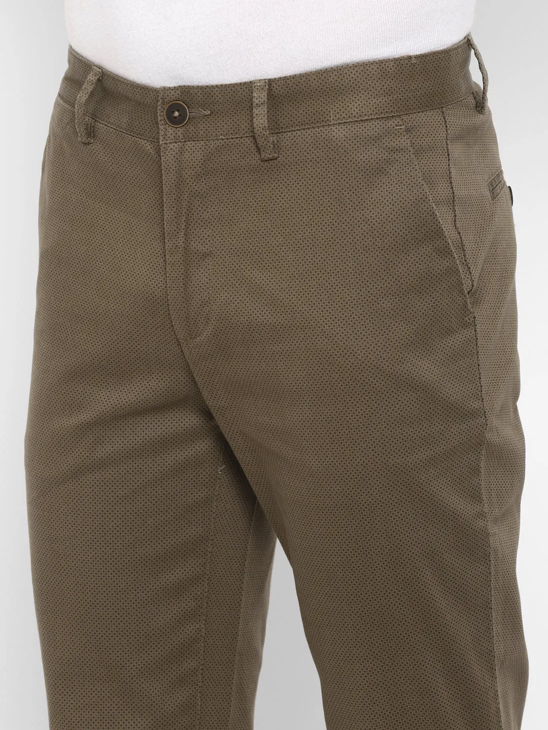 Printed Brown Slim Fit Causal Trouser