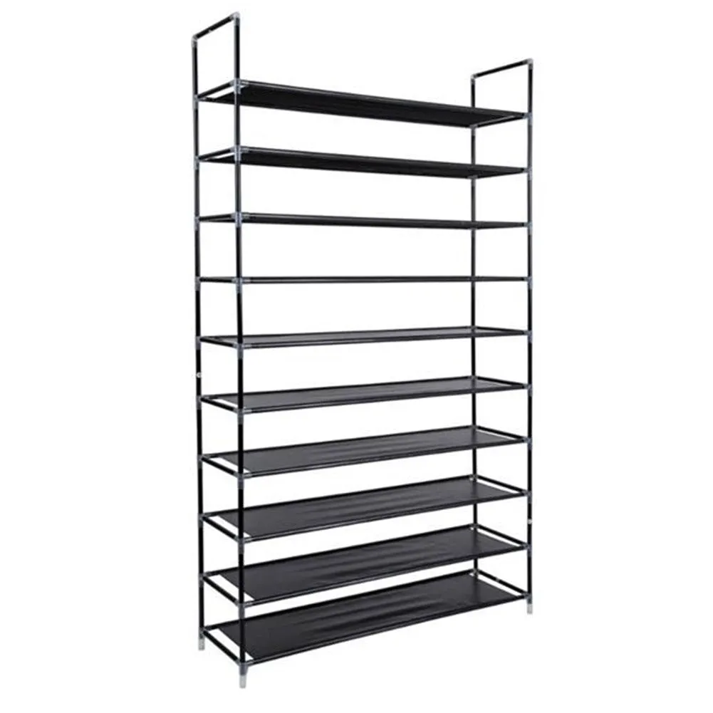 RONSHIN 10 Tiers Shoe Rack Storage Cabinet for 50 Pairs Black