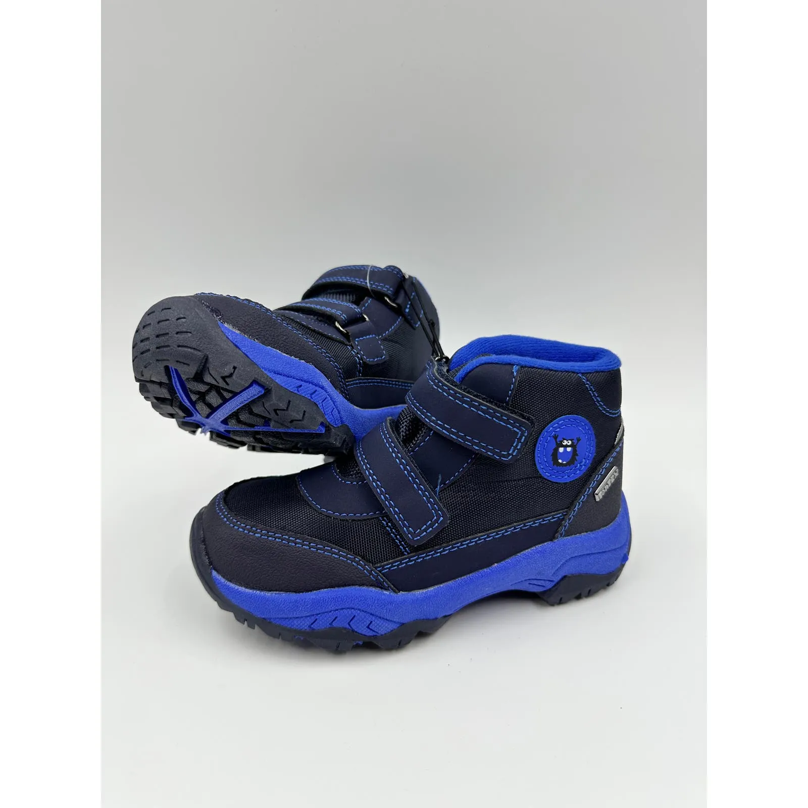 Small Kid Size 11.5, High Top Dark Blue Hikers w/ Hook and Loop Strap, Rubber Toe Cap