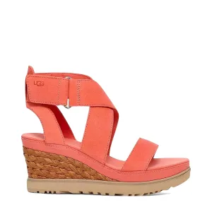 Ugg Women's Ileana Ankle Wedge Sandal in Vibrant Coral