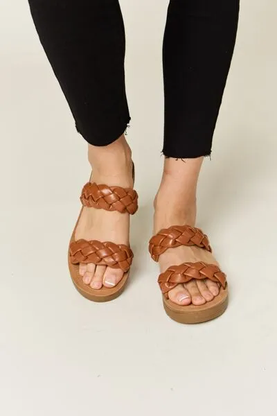 Woven Dual Band Platform Sandals